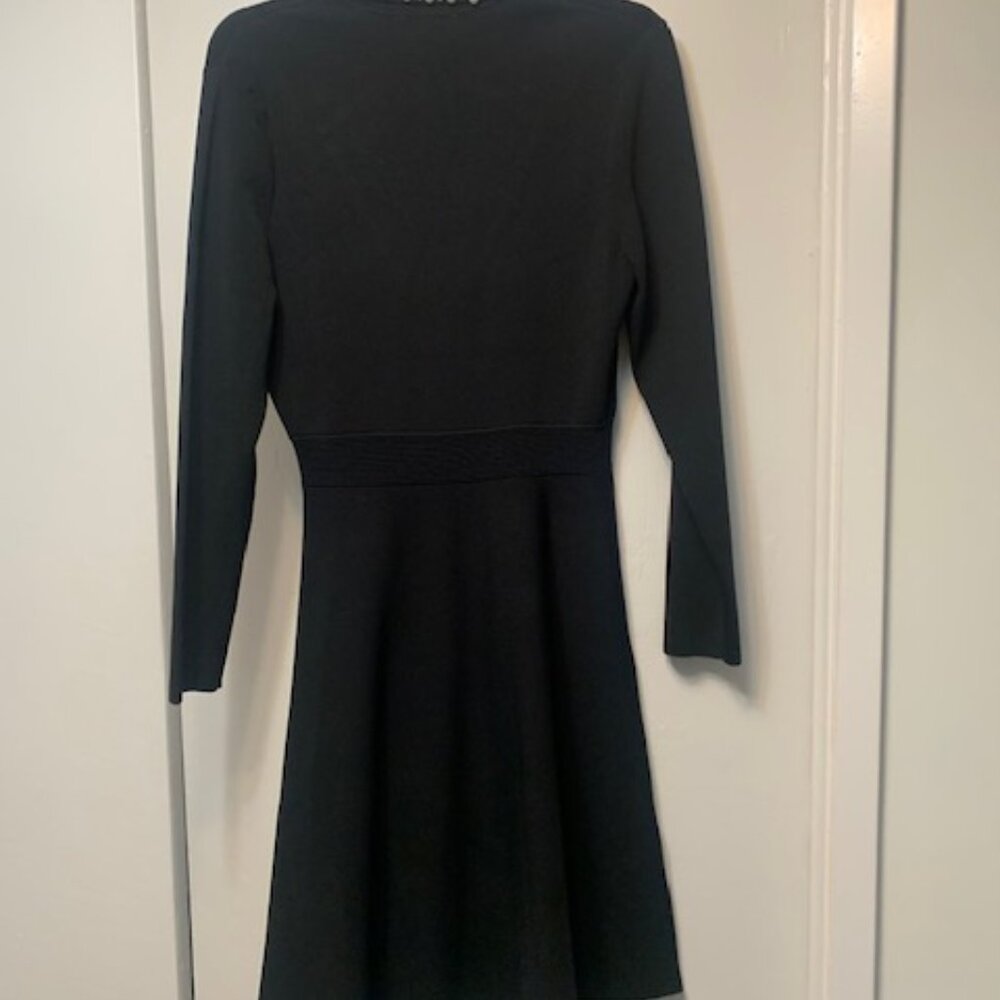 Sandro Paris Runway Faux Pearl  Black A-Line Dress Long Sleeve knit dress - Picture 3 of 6